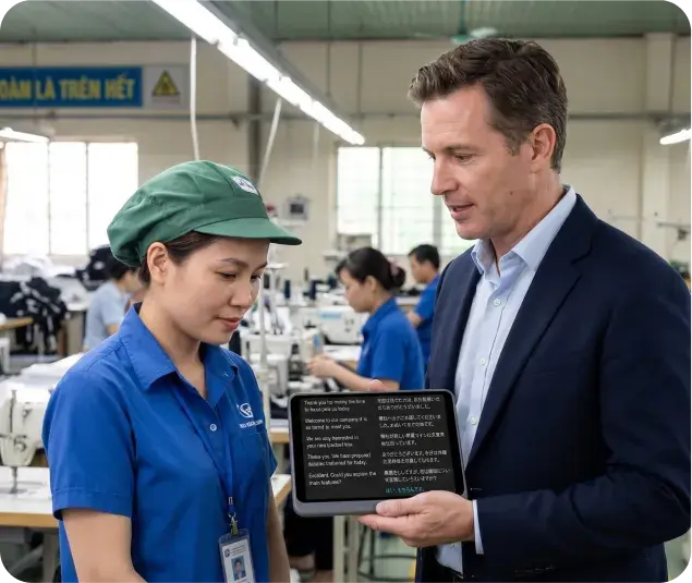 Face to face conversation on a factory floor with no signal